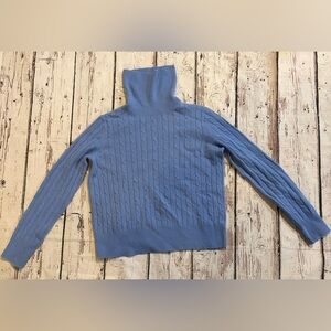 Vineyard Vines Light Blue Cable Cashmere Knit Turtleneck Sweater
